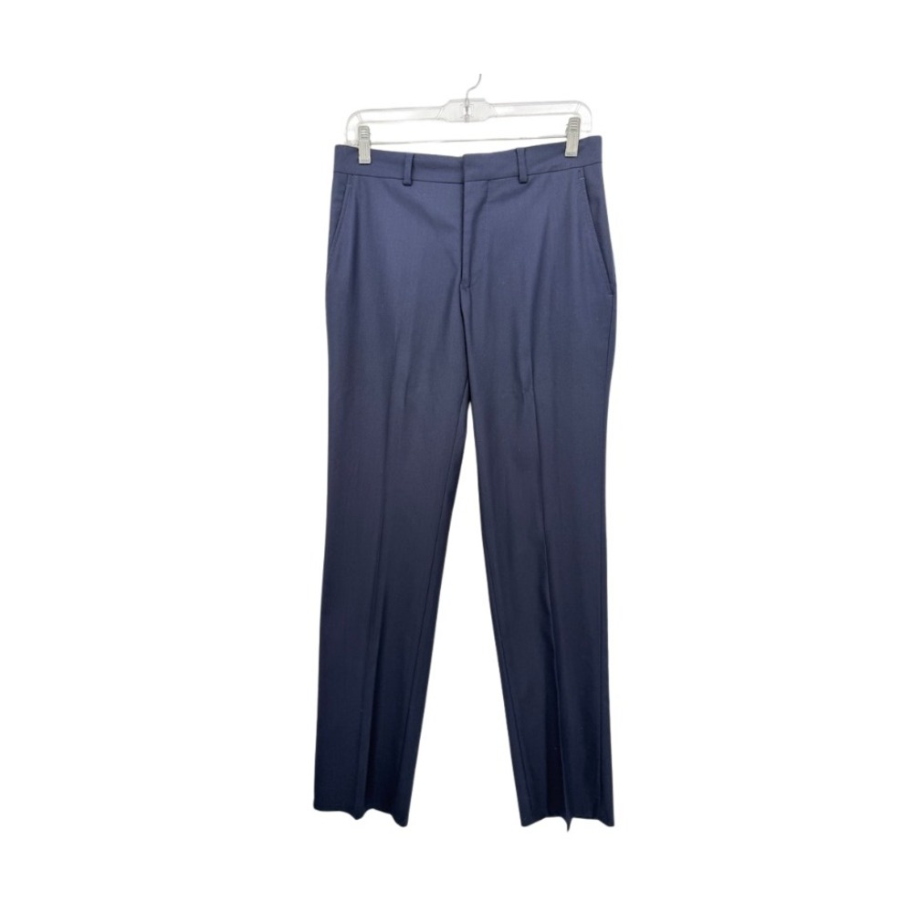 Kenneth Cole New York Dress Pants Navy Blue Slim Fit Basic Trousers 30x30 - Picture 1 of 8